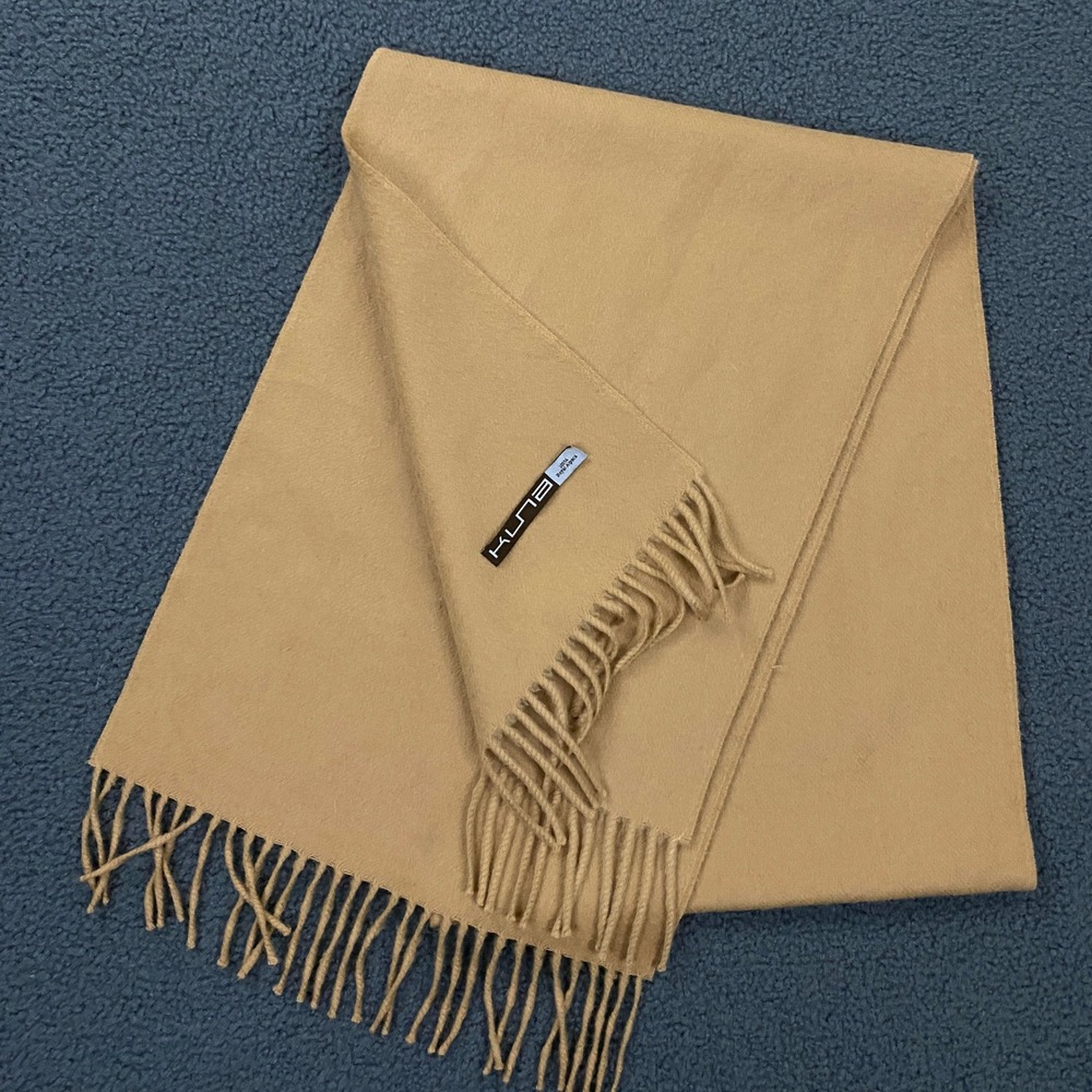 Kuna Scarf Unisex One Size Tan 100% Royal Alpaca Fringe Luxury Winter Classic